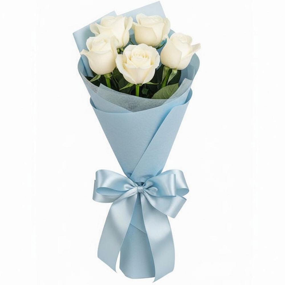 Букет 5 Белых роз Проуд в Советске Калининградской области
