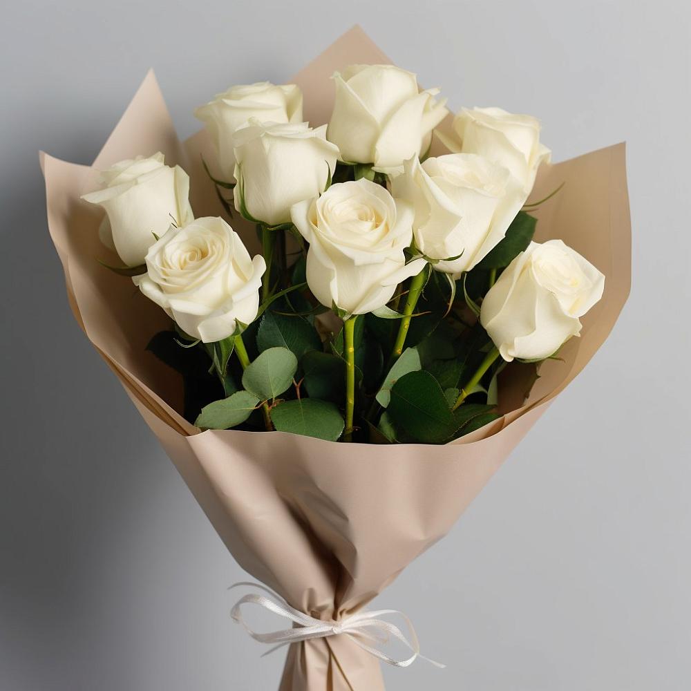 Букет 9 Белых роз Эдлесс Лав в Советске Калининградской области