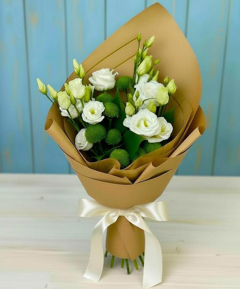 Букет цветов из: Хризантемы и Лизиантусы в Советске Калининградской области