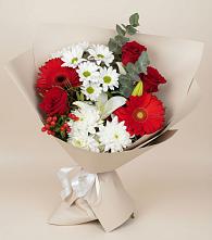 Букет цветов из:  Розы, Хризантемы, Герберы и Лилии в Советске Калининградской области