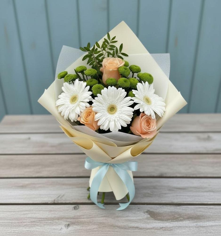 Букет цветов из: Герберы, Розы и Хризантемы в Советске Калининградской области