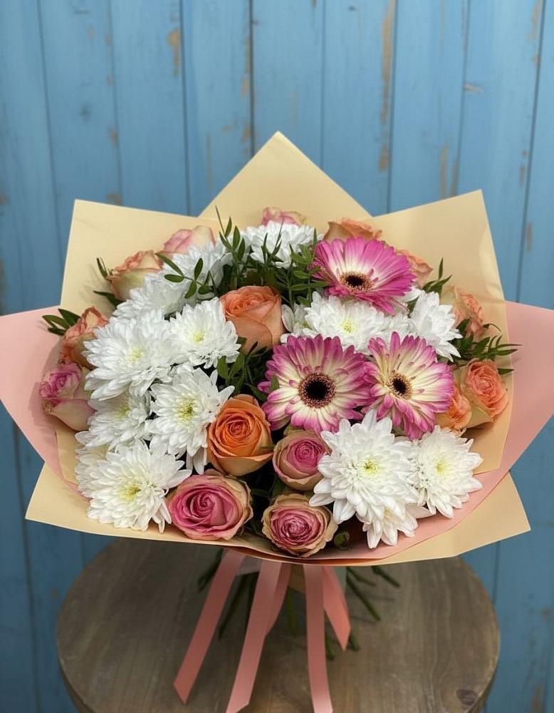 Букет цветов из: Розы, Герберы и Хризантемы в Советске Калининградской области