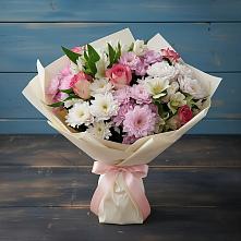 Букет цветов из:  Хризантемы, Альстромерии и Розы в Советске Калининградской области