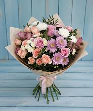 Букет цветов из:  Хризантемы, Розы и Альстромерии в Советске Калининградской области